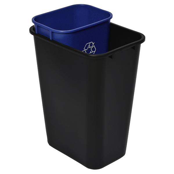 Commercial Rectangle Recycling Wastebasket 13-5/8 qt. Blue