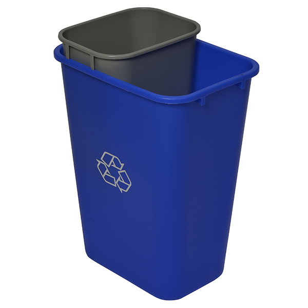 Commercial Rectangle Recycling Wastebasket 41-1/4 qt. Blue
