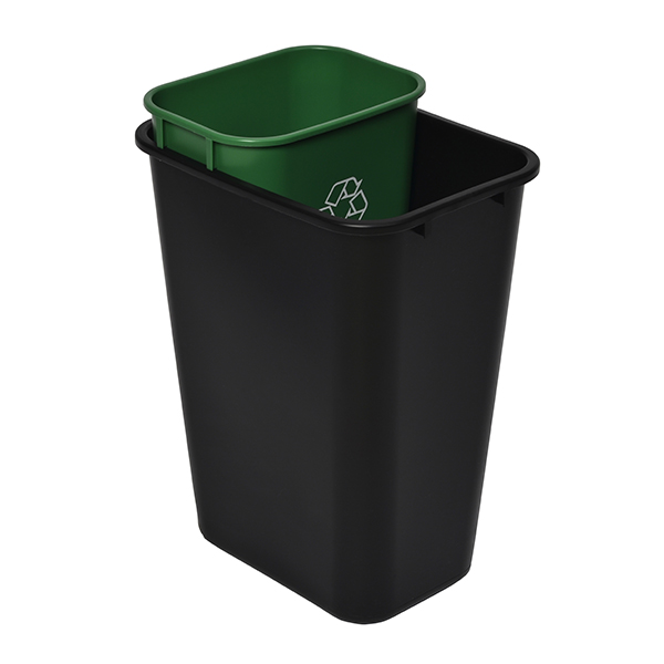 Commercial Rectangle Plastic Wastebasket 41-1/4 qt. Black