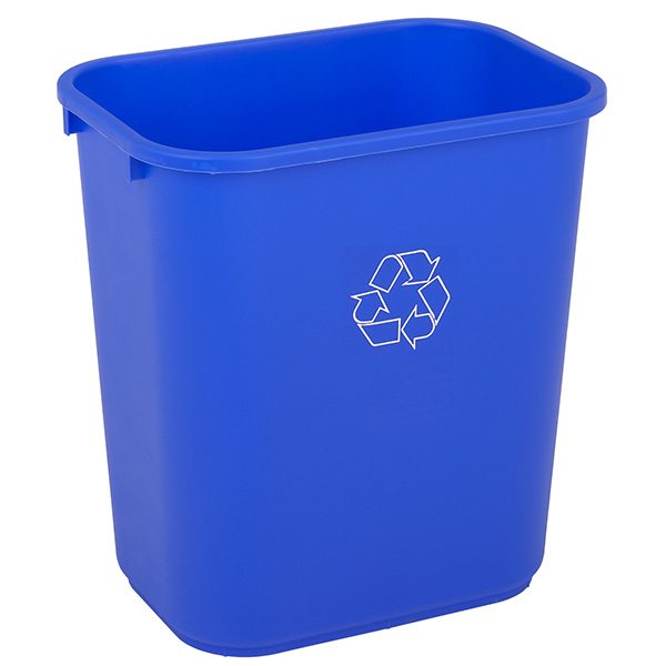Commercial Rectangle Recycling Waste Basket 28 1/8 qt. Blue - CCP